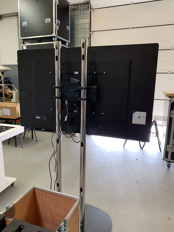 Pied double tube pour grand écran tactile en location